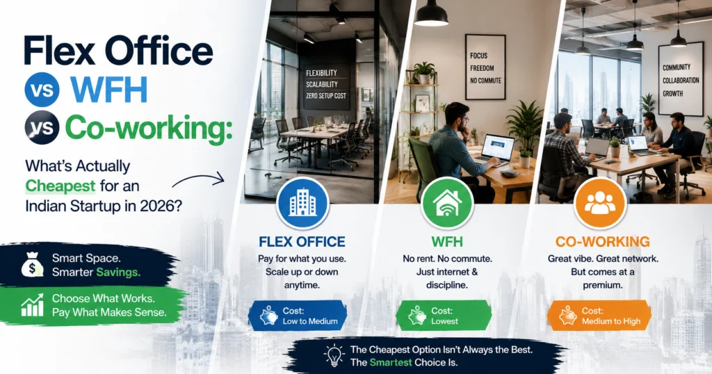 Flex Office vs WFH vs Co-working: What's Actually Cheapest for an Indian Startup in 2026?